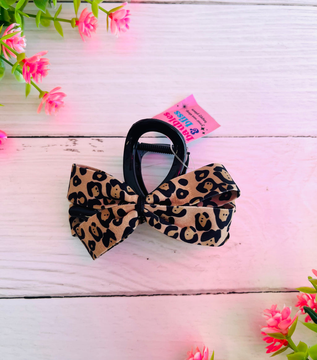 Leopard Bow Hair Claw Clip