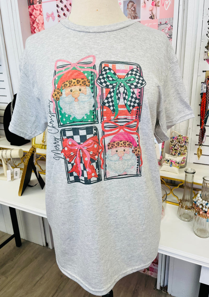 Santa & Bows Christmas Tee