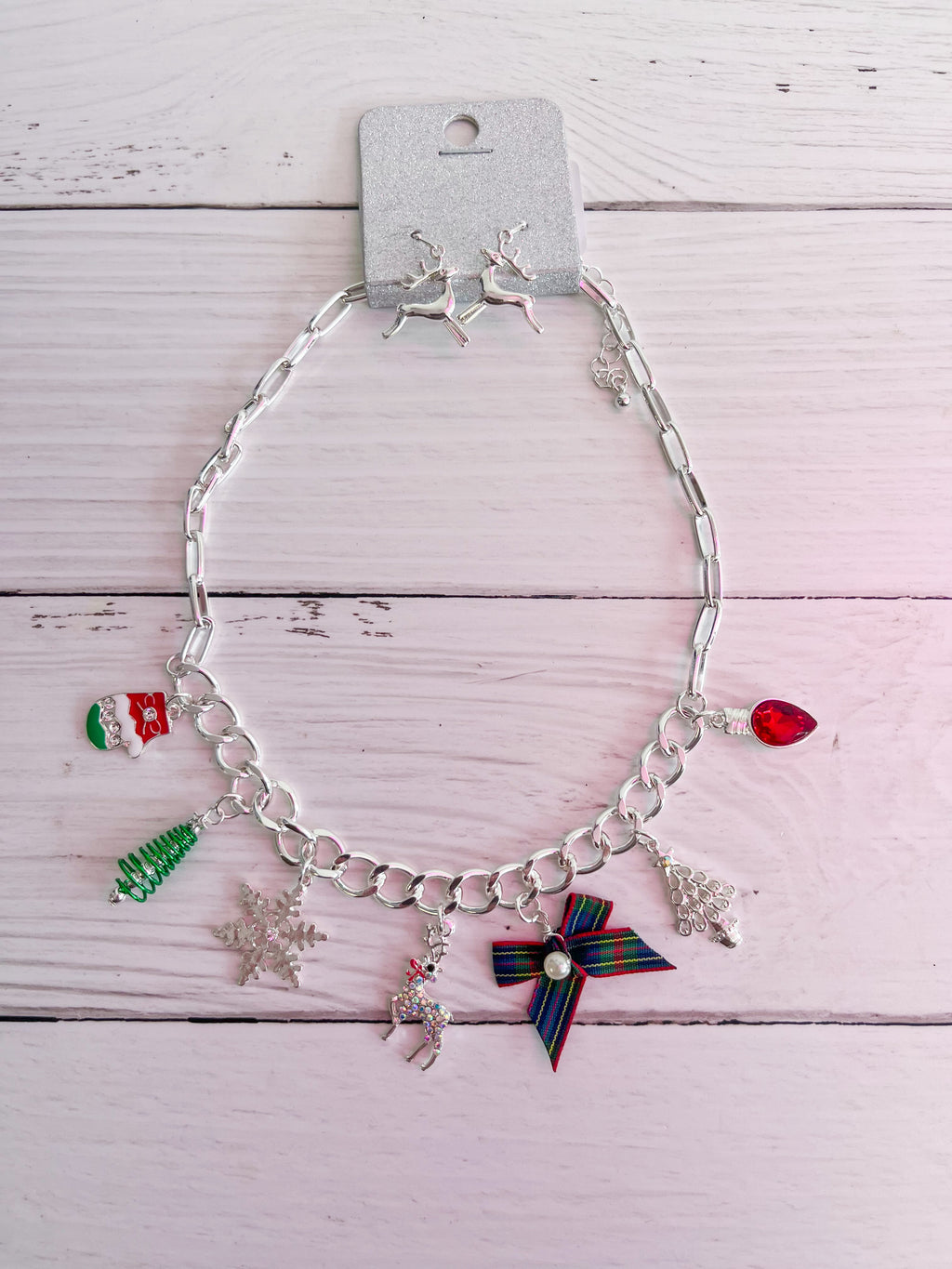 Holiday Charm Christmas Necklace & Earring Set