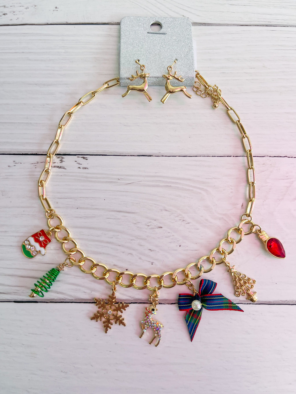 Holiday Charm Christmas Necklace & Earring Set