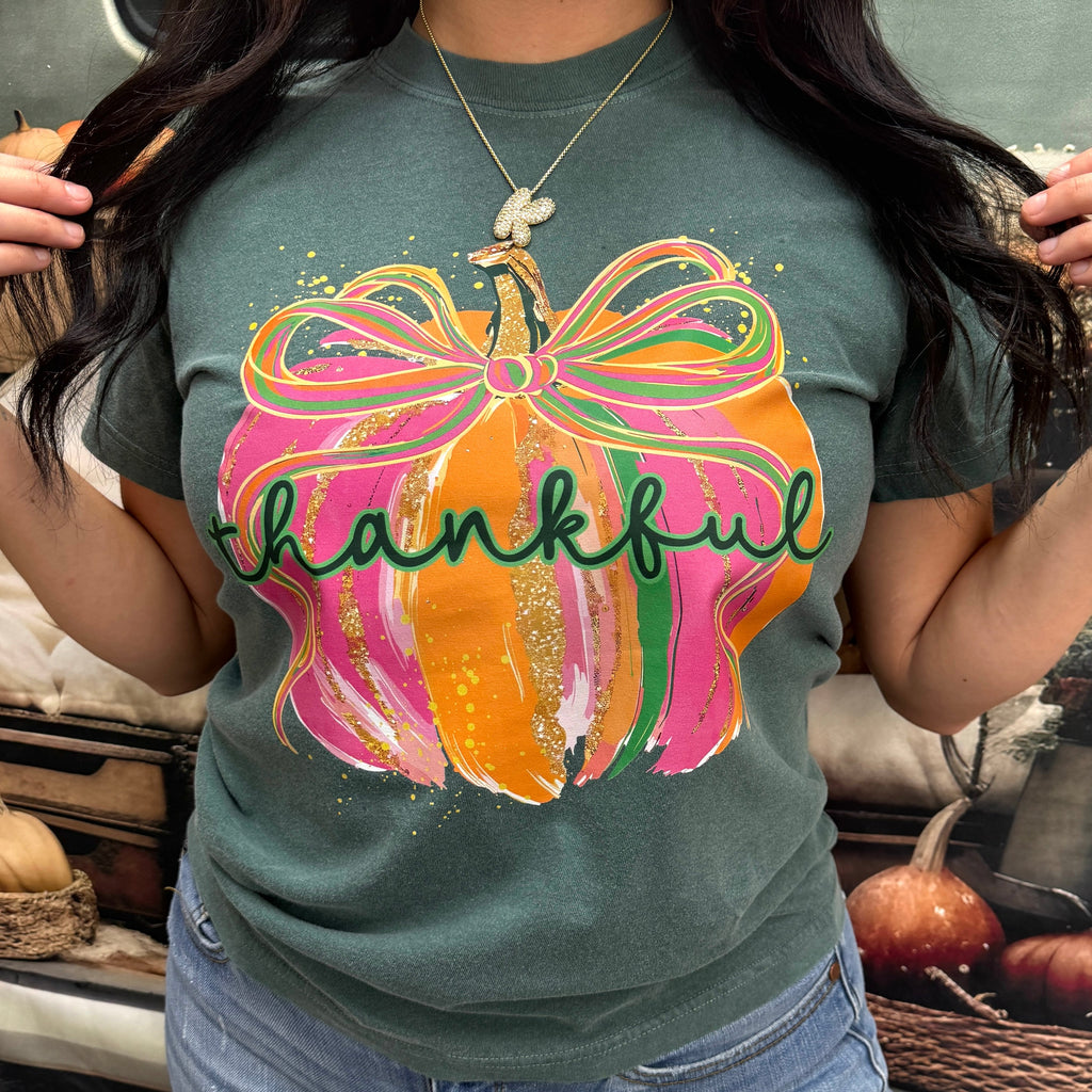 Colorful Thankful Pumpkin Graphic Tee
