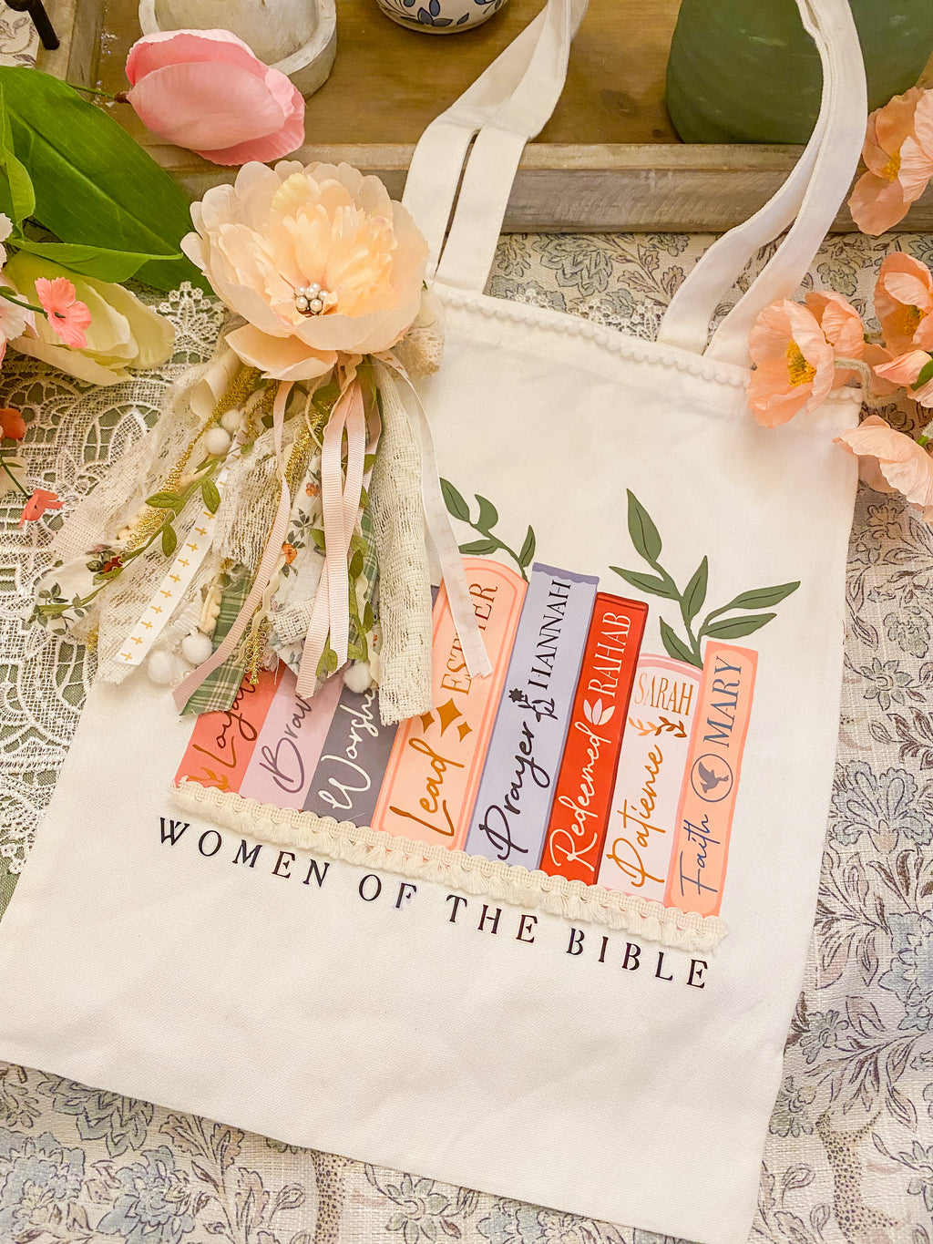 Creations By Kim - Women of the Bible Adorned Tote Bag One of a Kind