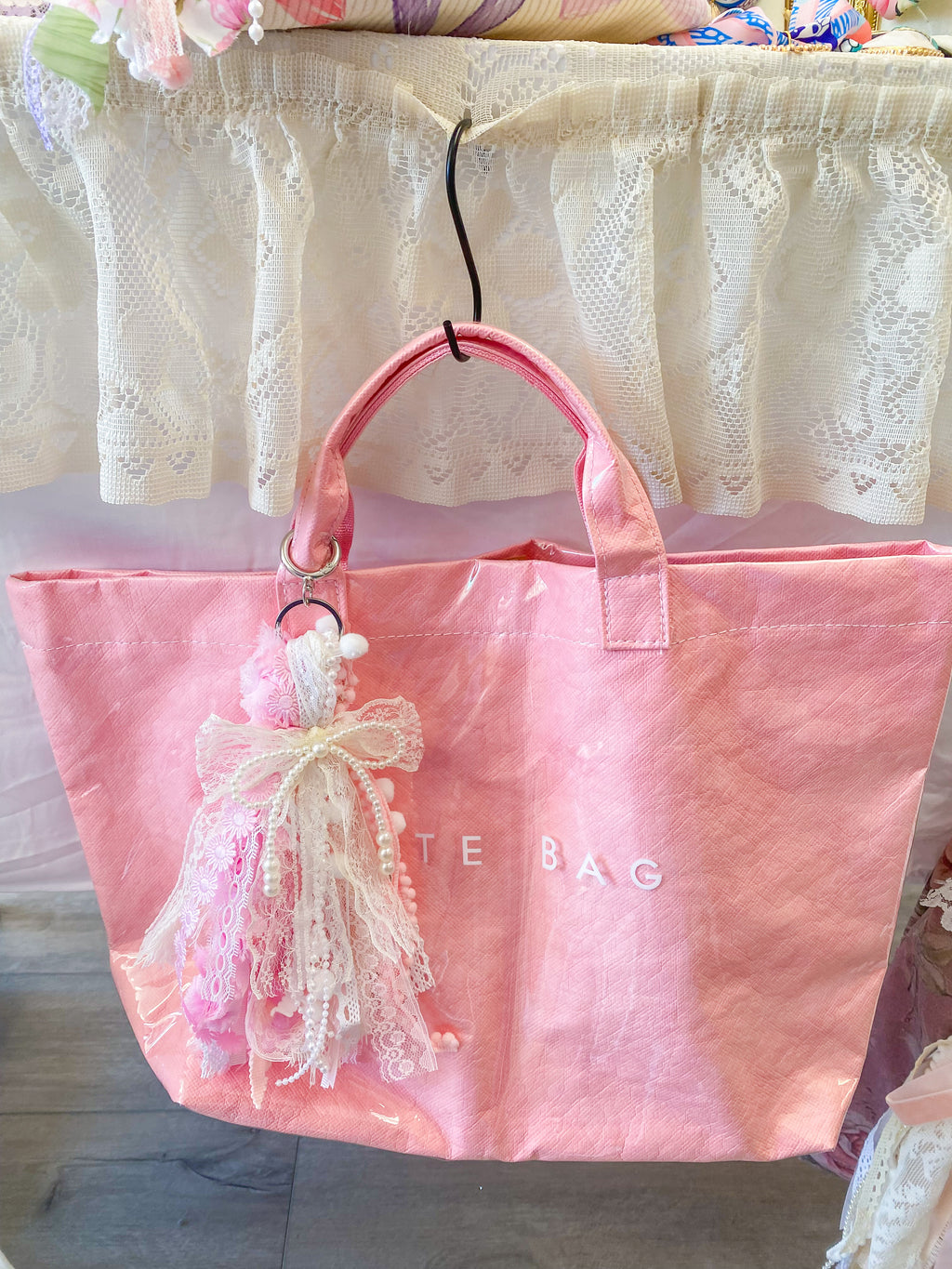 Creations By Kim - Pink Bliss Adorned Vinyl Tote Bag One of a Kind