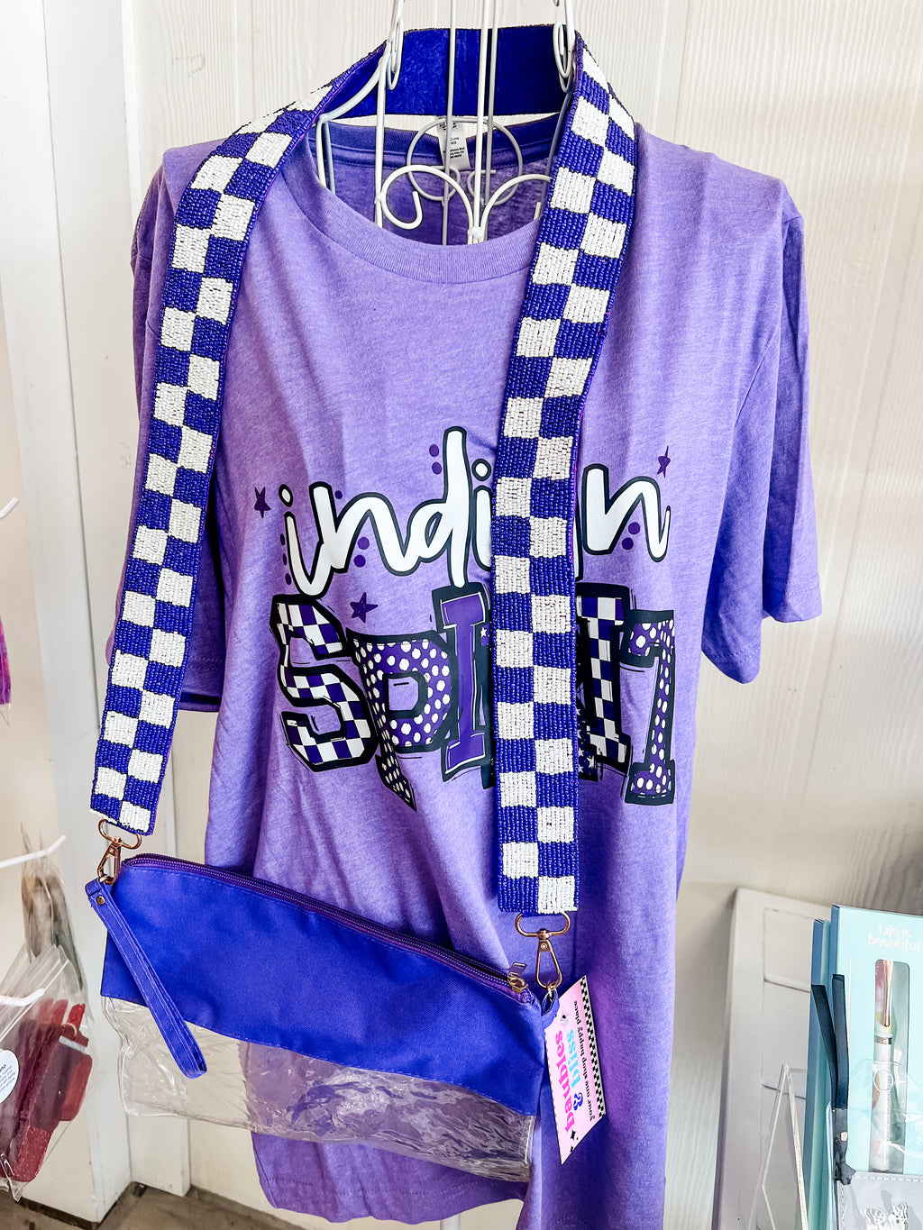 Purple Pride Beaded Strap Clear Purse