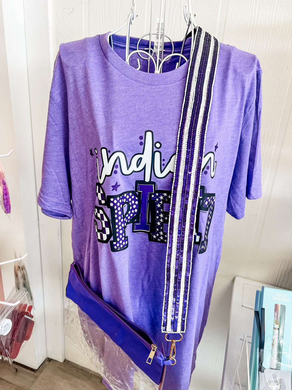 Purple Pride Beaded Strap Clear Purse