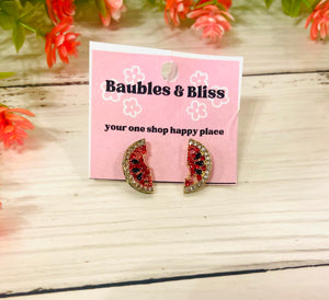 Watermelon Lovin' Bling Stud Earrings