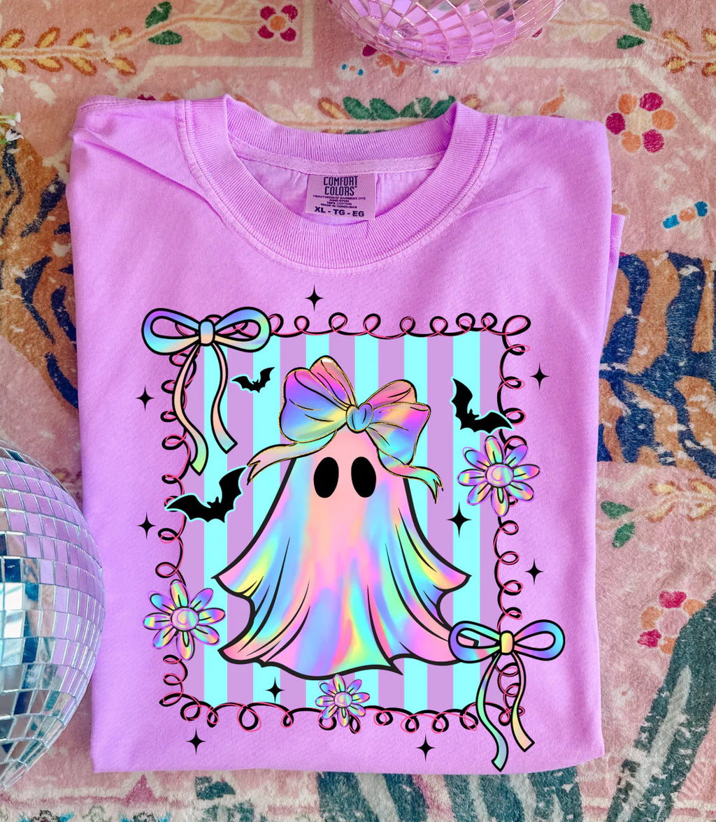 Neon Preppy Ghost Comfort Colors Tee