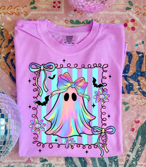 Neon Preppy Ghost Comfort Colors Tee