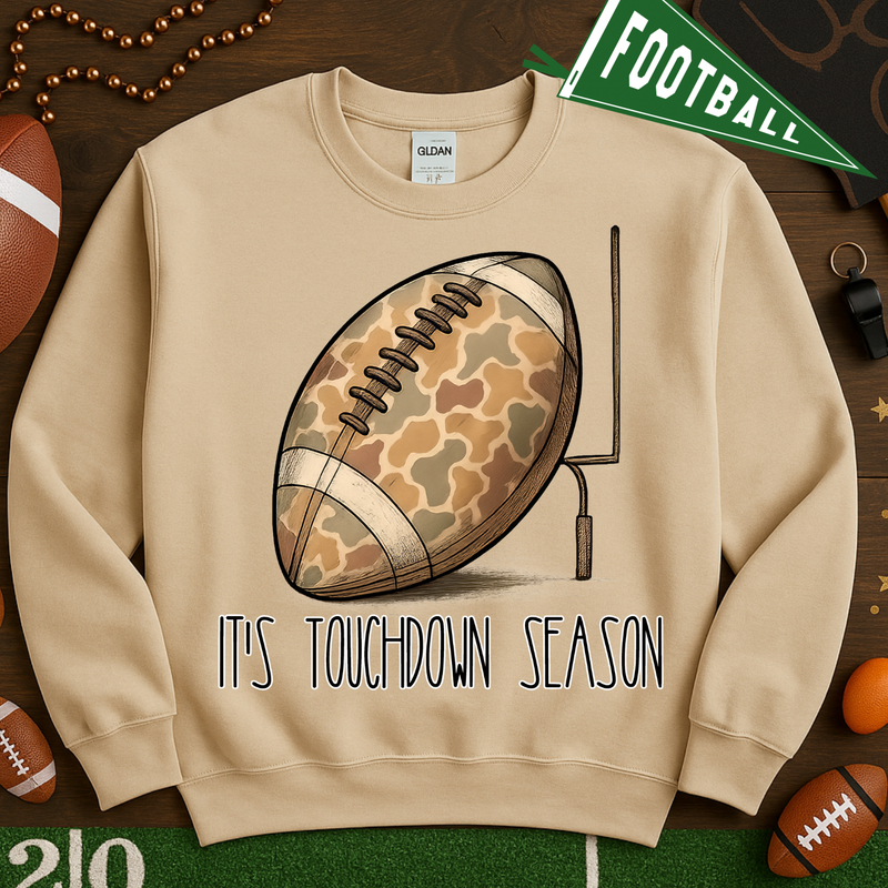 Camo Football Goal Graphic Crewneck Sweatshirt