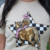 FestiviTees Women - Apparel - Shirts - T-Shirts Cowgirl Checkerboard Star Soft Graphic Tee