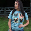 FestiviTees Women - Apparel - Shirts - T-Shirts Patriotic Chicken Patchwork Soft Graphic Tee