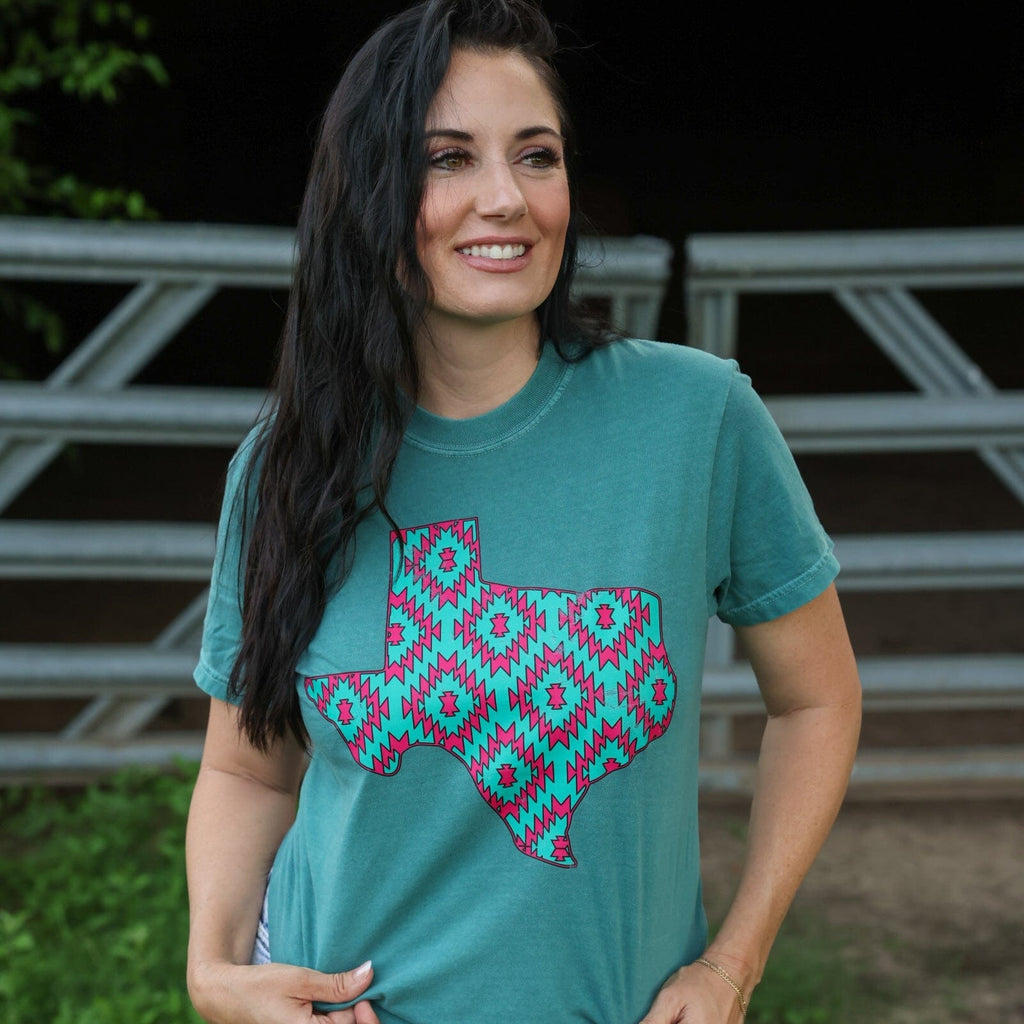 FestiviTees Women - Apparel - Shirts - T-Shirts Pink Aztec Texas Soft Graphic Tee