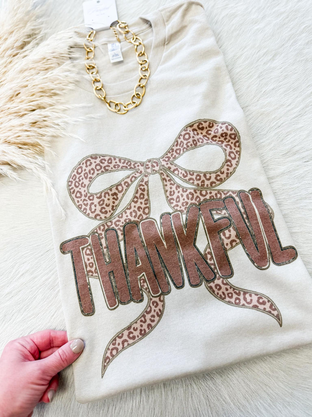 Thankful Leopard Bow Tee