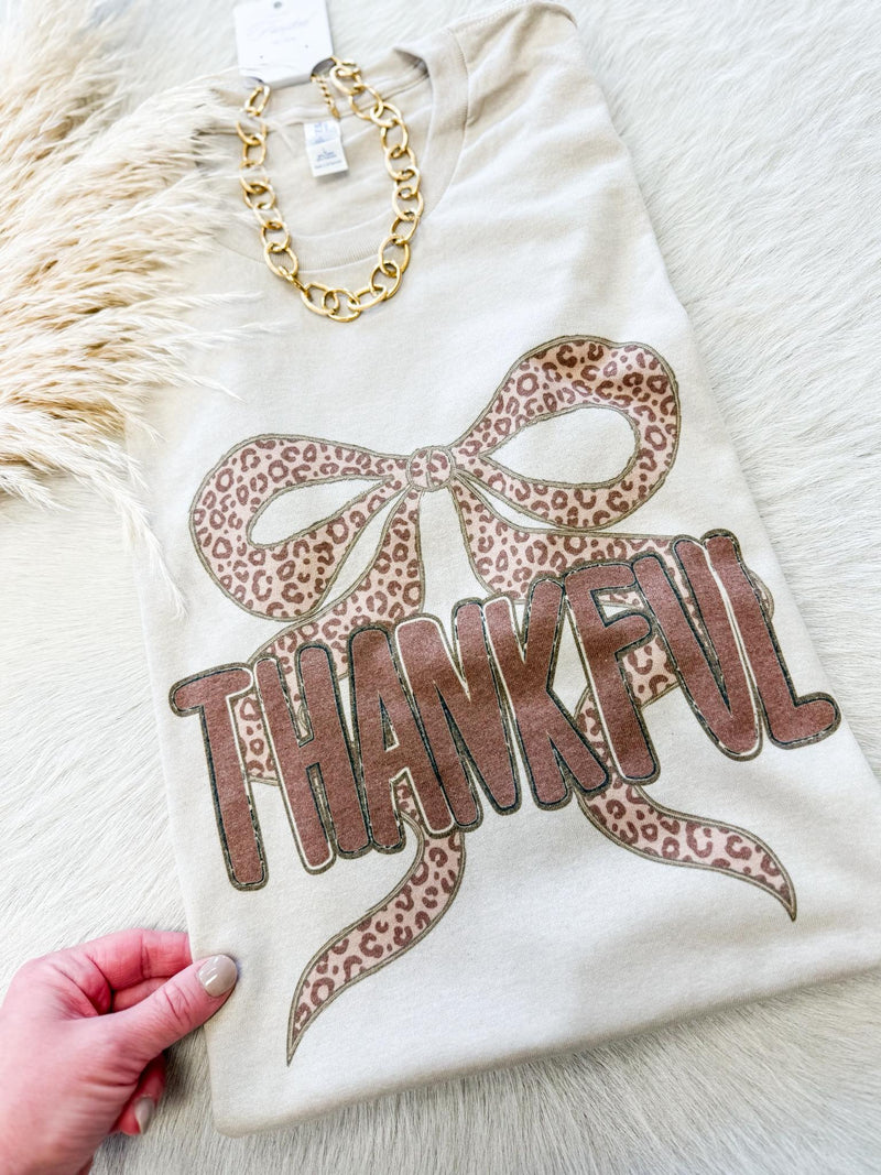 Thankful Leopard Bow Tee