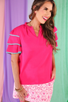 Carissa Ric Rac Hot Pink w/ Turquoise Trim Jess Lea Top