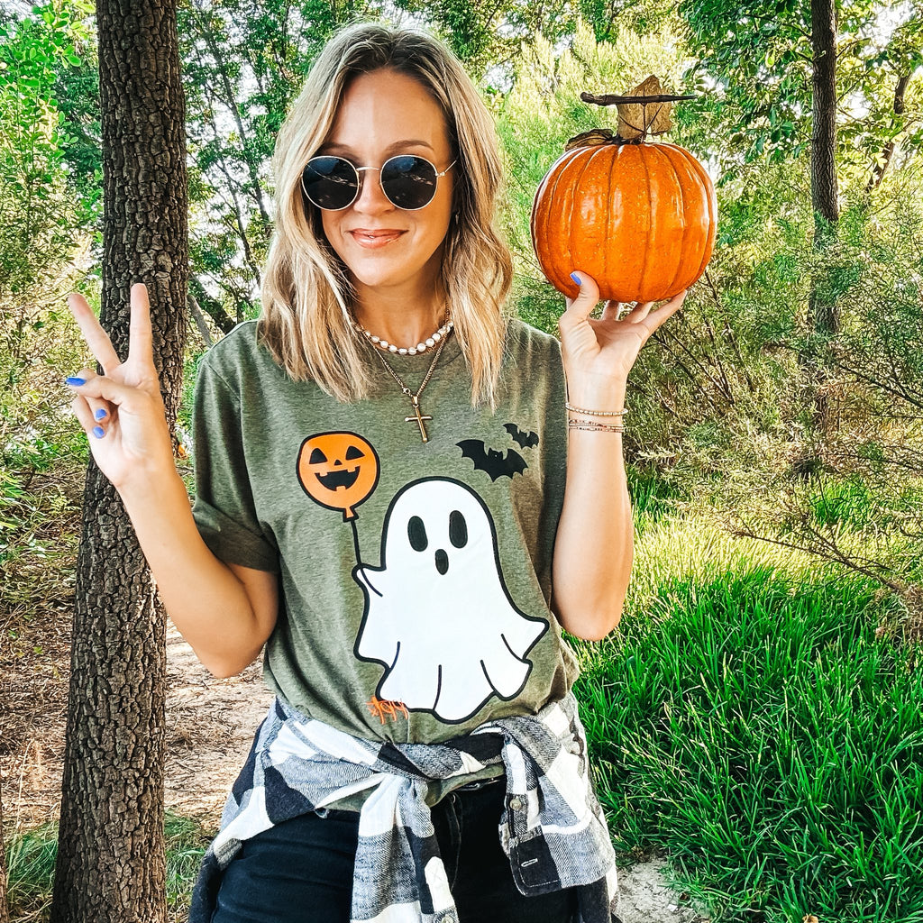 Ghost Balloon Olive Green Tee