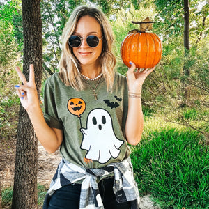 Ghost Balloon Olive Green Tee