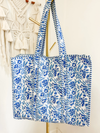 Color Block Floral Quilt Tote Bag