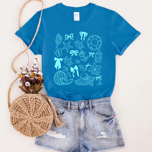 Beach Day Bows Bright Blue Tee