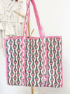 Color Block Floral Quilt Tote Bag