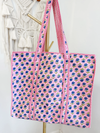Color Block Floral Quilt Tote Bag
