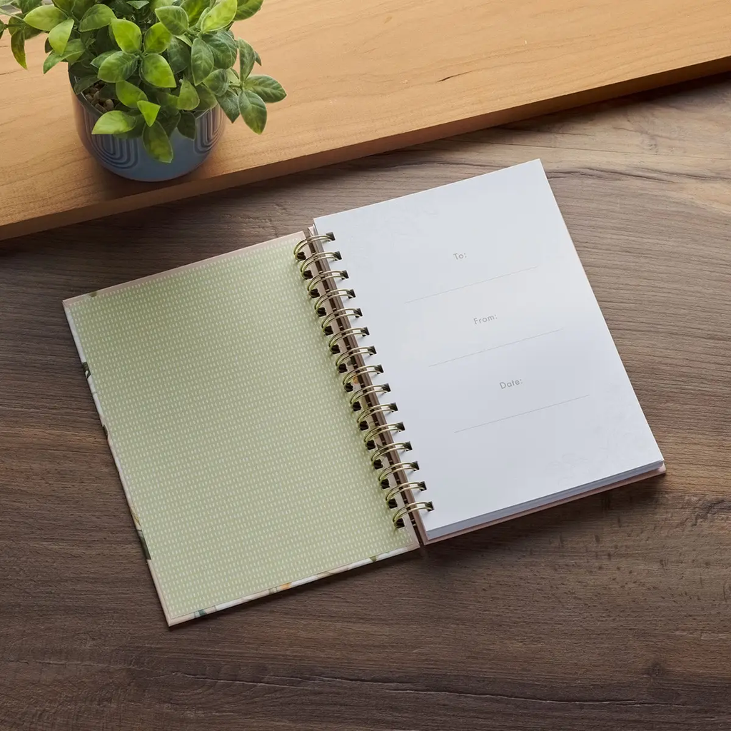 Journal Wirebound Beige Floral Good Work in You Phil. 1:6