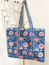 Color Block Floral Quilt Tote Bag