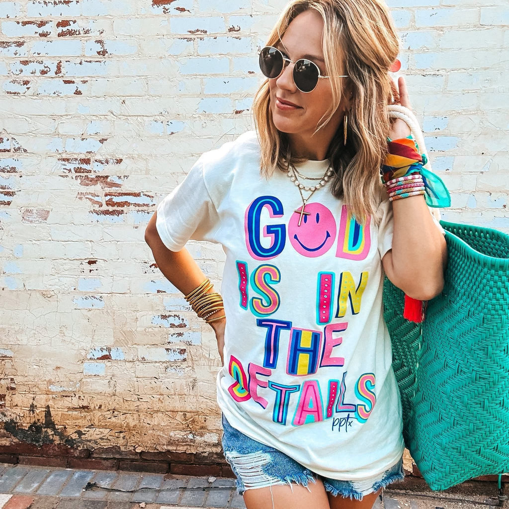 God is in the Details Colorful Cream Tee