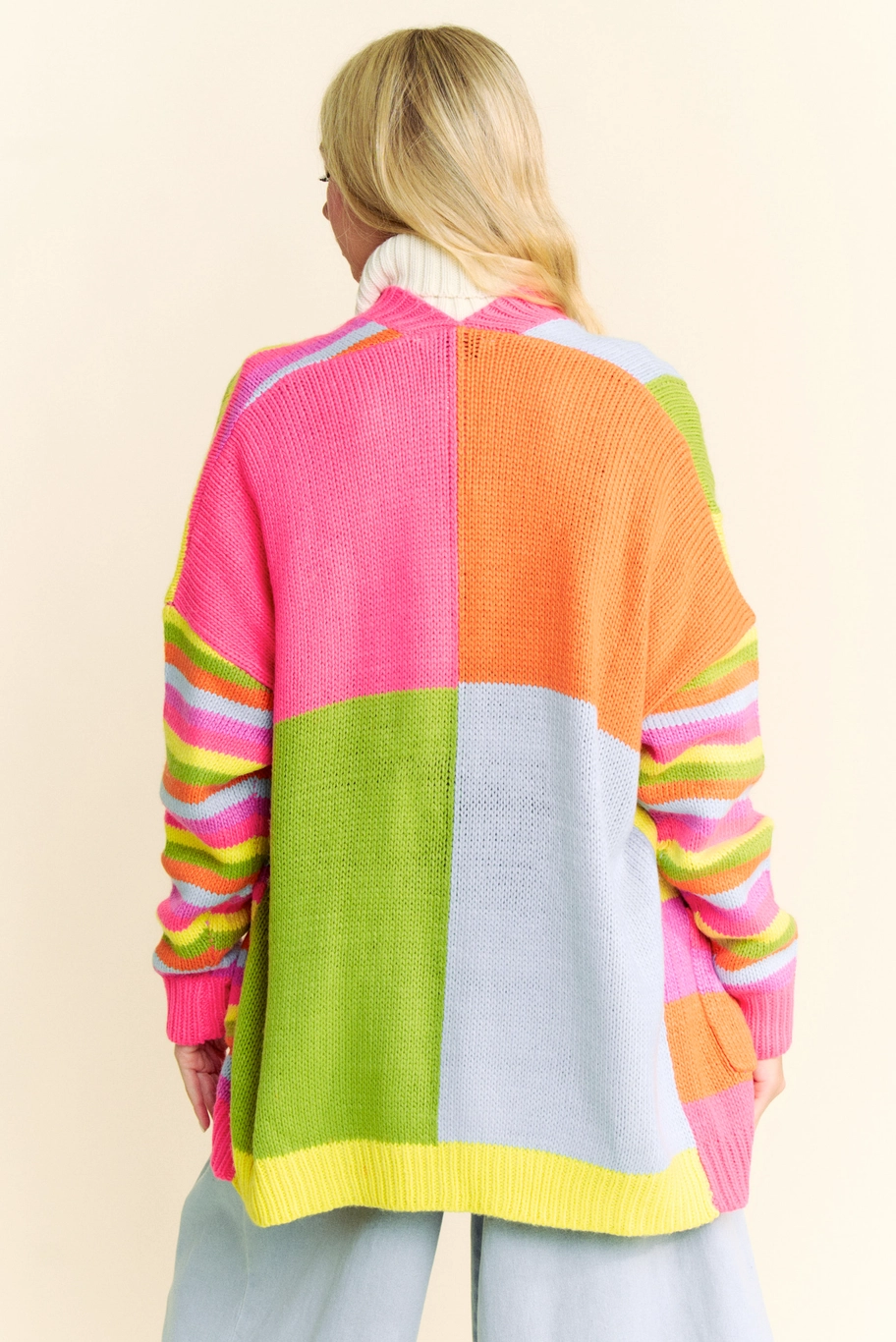 Life of the Party Colorful Stripe Knitted Oversized Cardigan