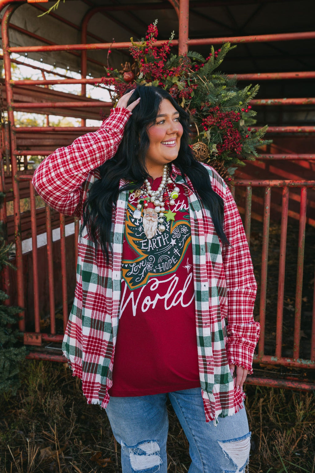 Classic Christmas Plaid Flannel Top