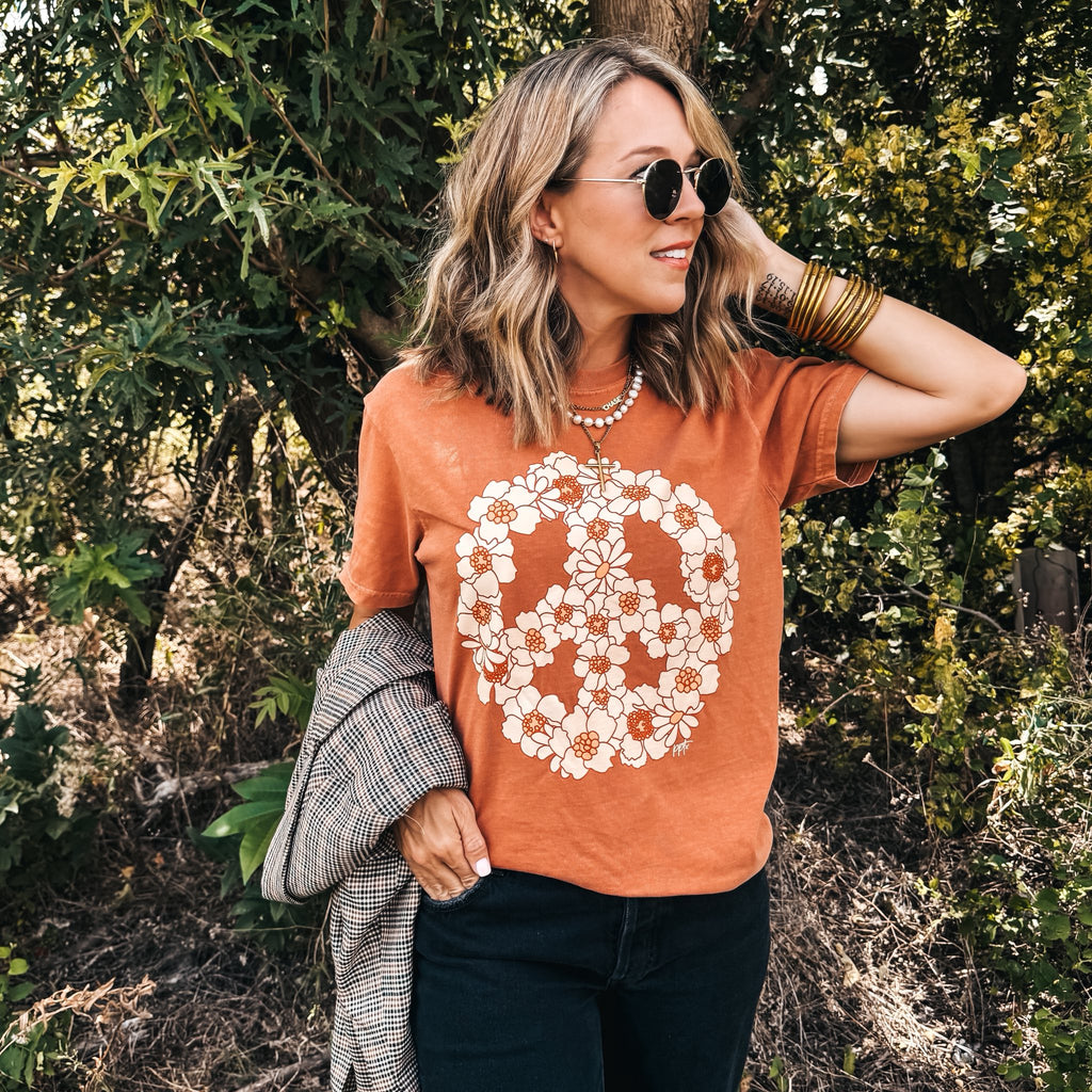 PREORDER Peace Flower Autumn Comfort Colors Tee