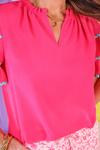 Carissa Ric Rac Hot Pink w/ Turquoise Trim Jess Lea Top
