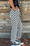 Round The Track Checkered Distressed Jeans