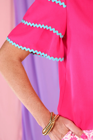 Carissa Ric Rac Hot Pink w/ Turquoise Trim Jess Lea Top