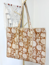 Color Block Floral Quilt Tote Bag