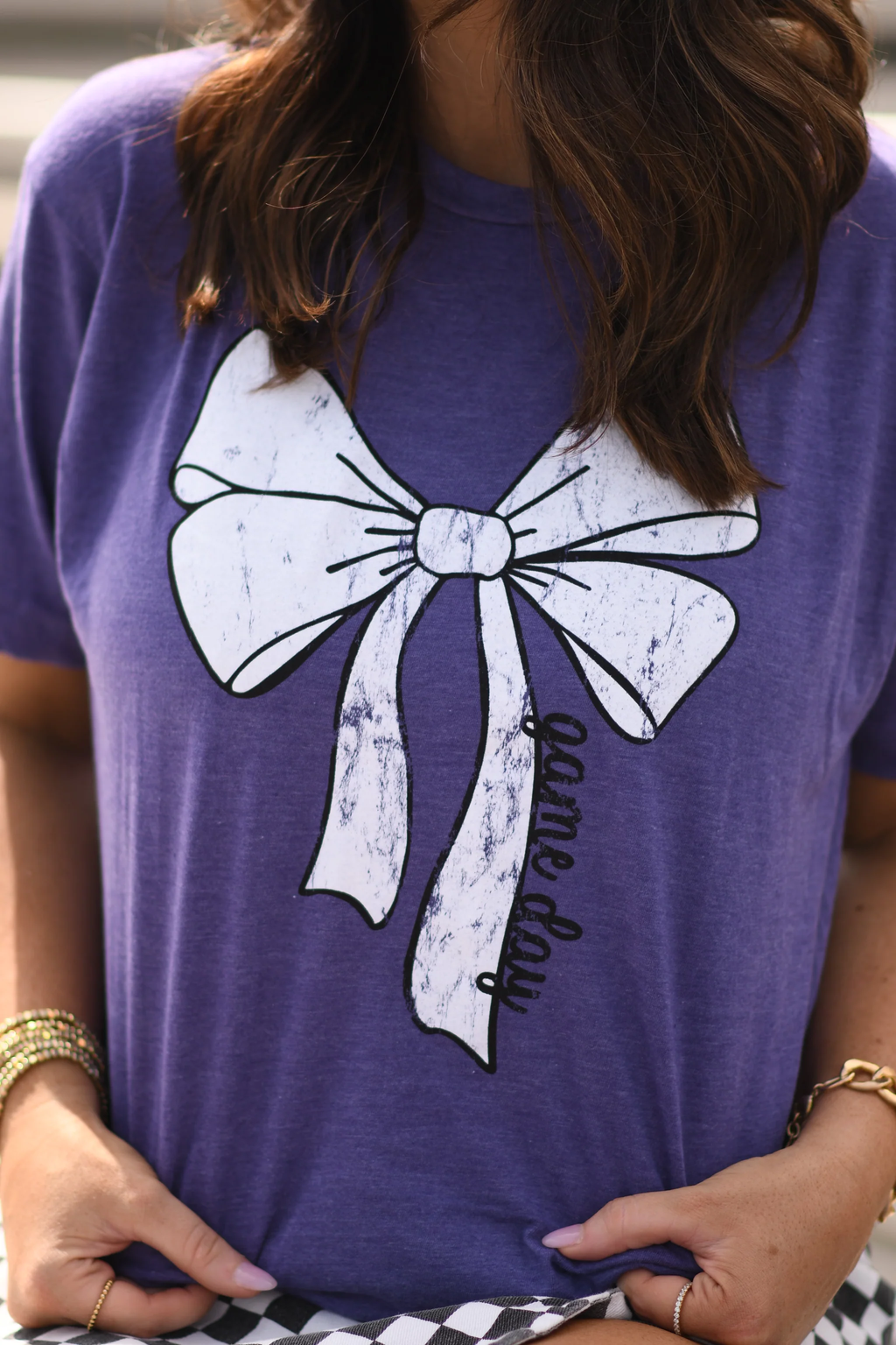 Purple Game Day Bow Tee