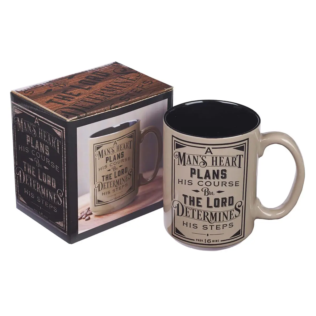 Mug Brown/Black A Man's Heart Prov. 16:9