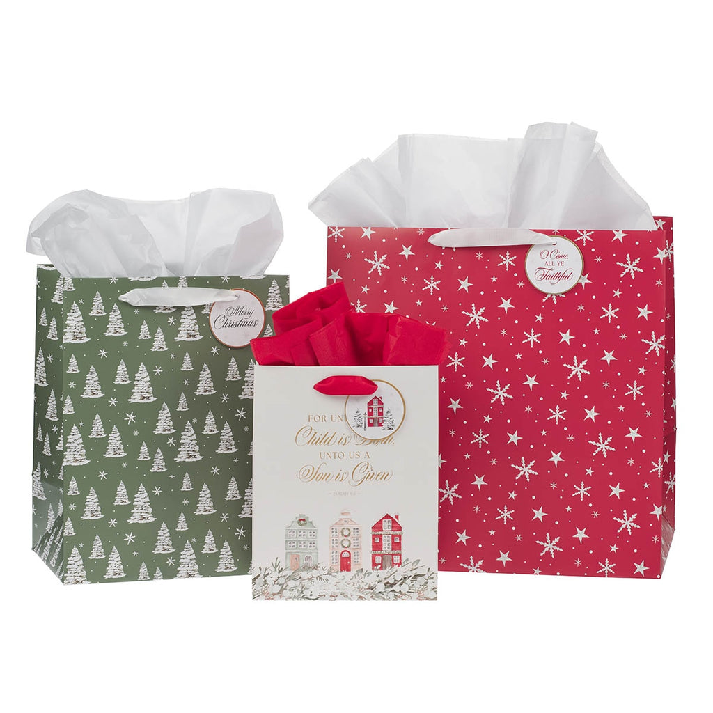 Gift Bag Set 3 Pc Home For Christmas Isa. 9:6