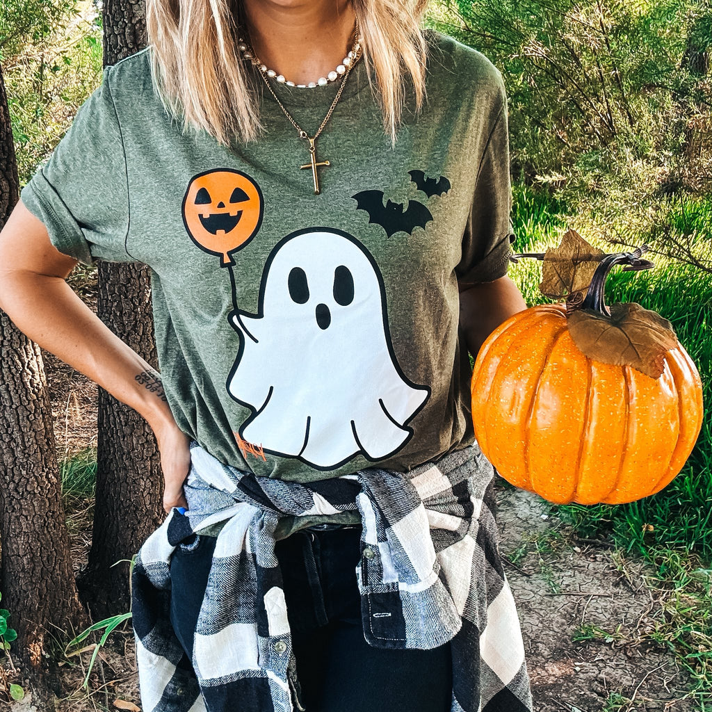 Ghost Balloon Olive Green Tee