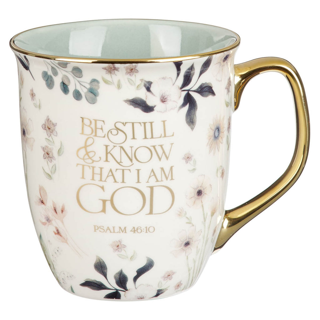 Mug Teal Floral Be Still Ps. 46:10