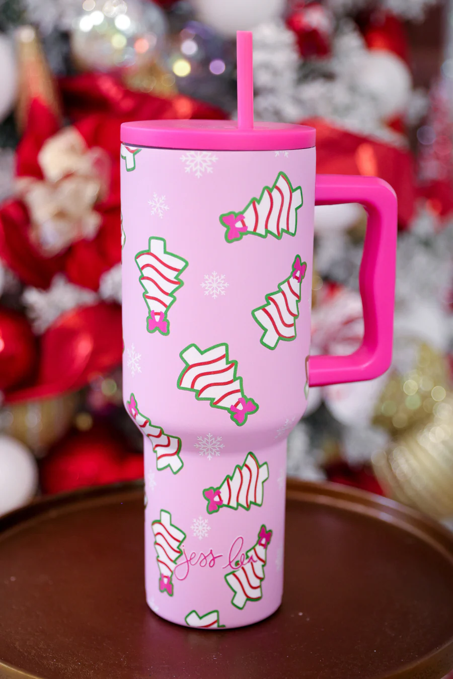 Jess Lea - Pink Bow Christmas Treats Tumbler
