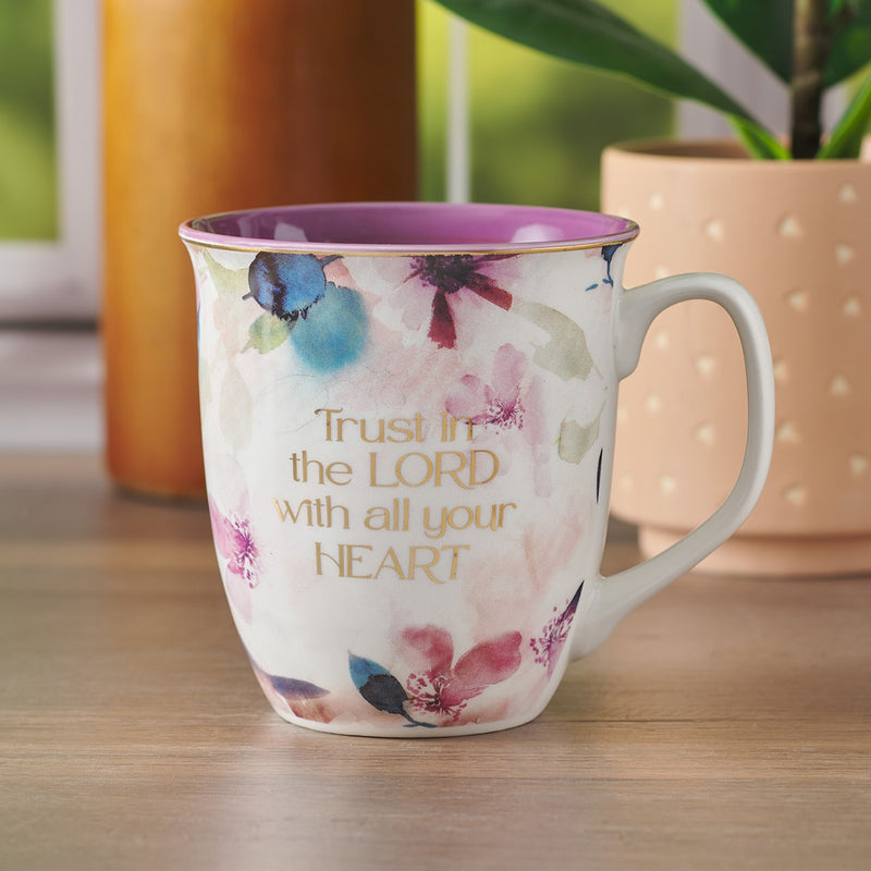 Mug Purple Floral Trust in the Lord Prov. 3:5
